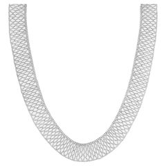 GZ Platinum Faceted Bead Mesh Necklace
