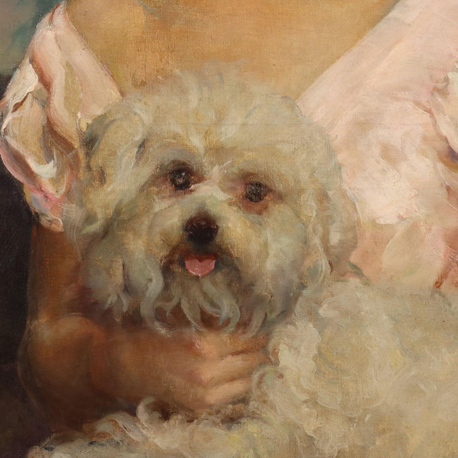 Öl auf Leinwand. Signiert und datiert unten links.
Das Werk des ungarischen Malers Géza Kövesdy, der hauptsächlich Frauenporträts malte  und Landschaften, die manchmal von naiven Figuren belebt werden.
Wiederkehrend ist die weibliche Figur mit dem