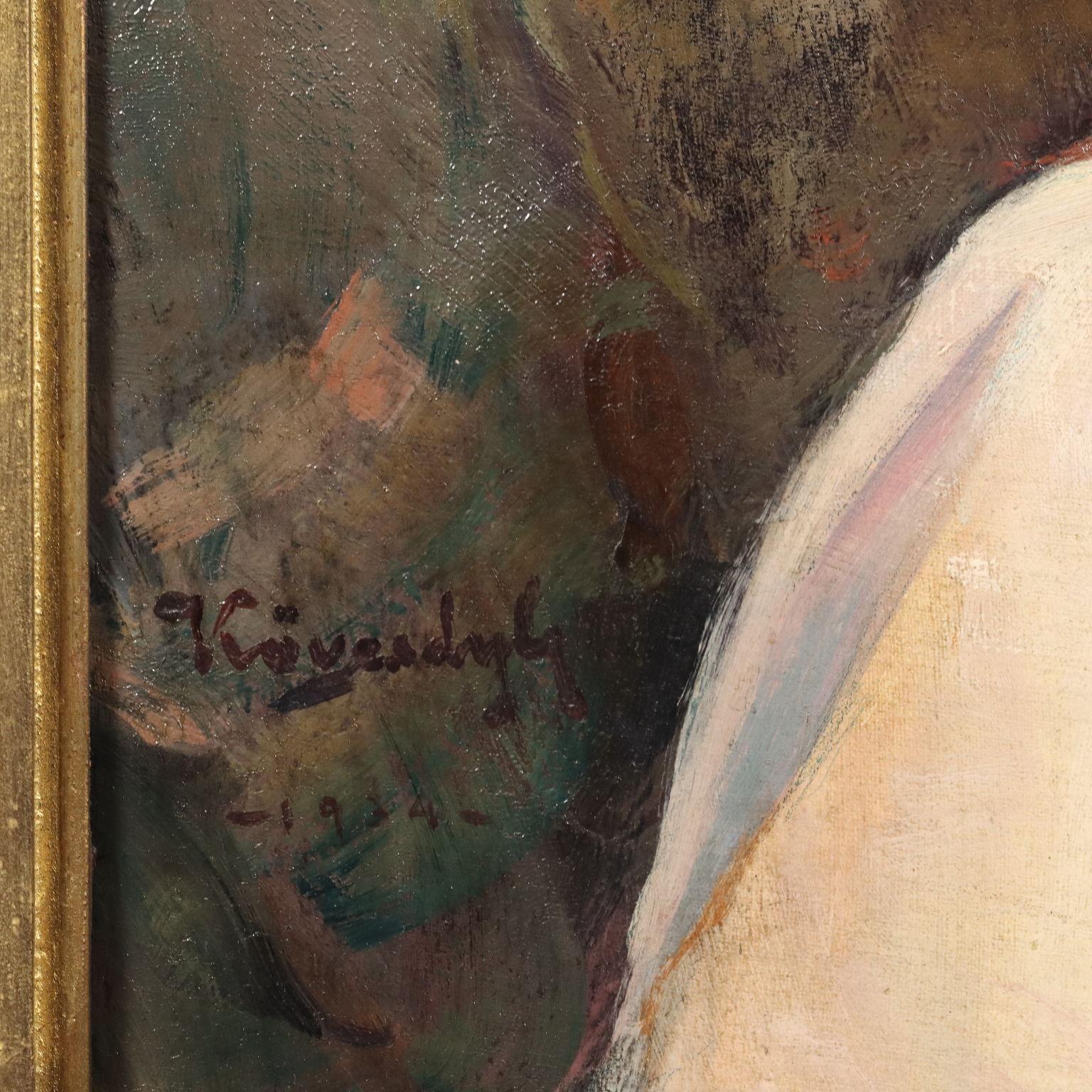 Porträt einer Dame mit kleinem Hund 1934 im Angebot 3