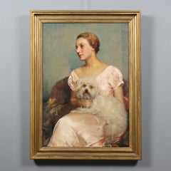 Portrait d'une dame avec un petit chien 1934