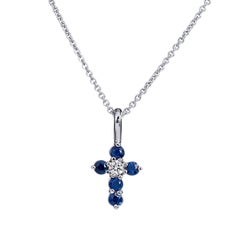 H 
H 0.31 Carat Blue Sapphire Cross Pendant