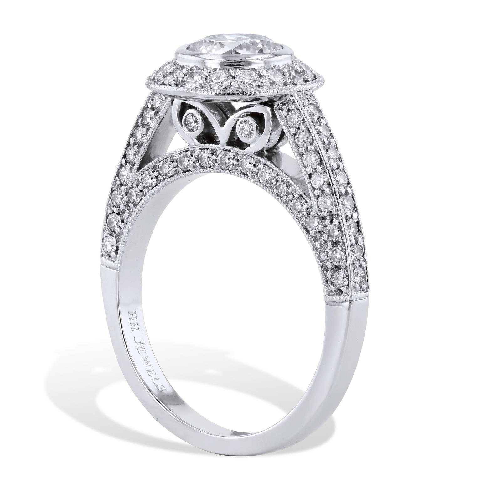 GIA Certified 1.02 Carat Brilliant Cut Bezel Set Halo Diamond Engagement Ring 6

This ring is a handmade creation from H&H Jewels so here is your chance to own a piece of precious elegance with this stunning platinum engagement ring. 
Ornate