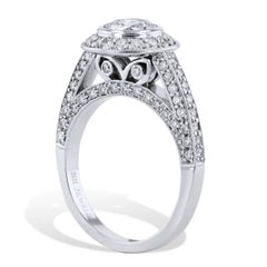 GIA Certified 1.02 Carat Brilliant Cut Bezel Set Halo Diamond Engagement Ring 6