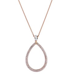 H & H 1.08 Carat Diamond Pave Pear-Shaped Pendant Necklace