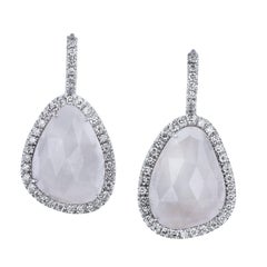 H 
H 14.43 Carat White Sapphire Slice Lever-Back Earrings
