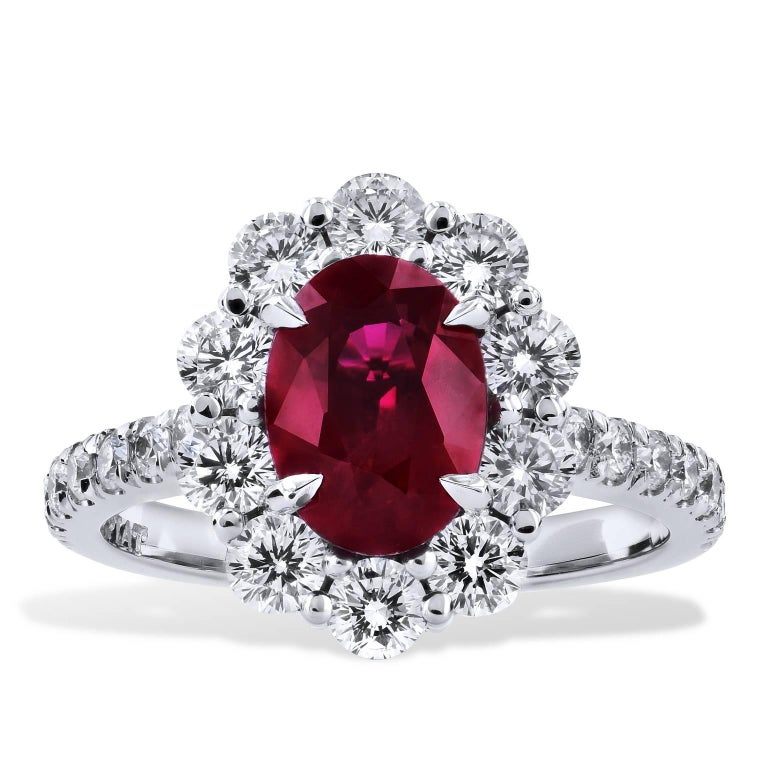 GIA Certified Handmade 2.13 Carat Vivid Burma Ruby and Diamond Ring by ...