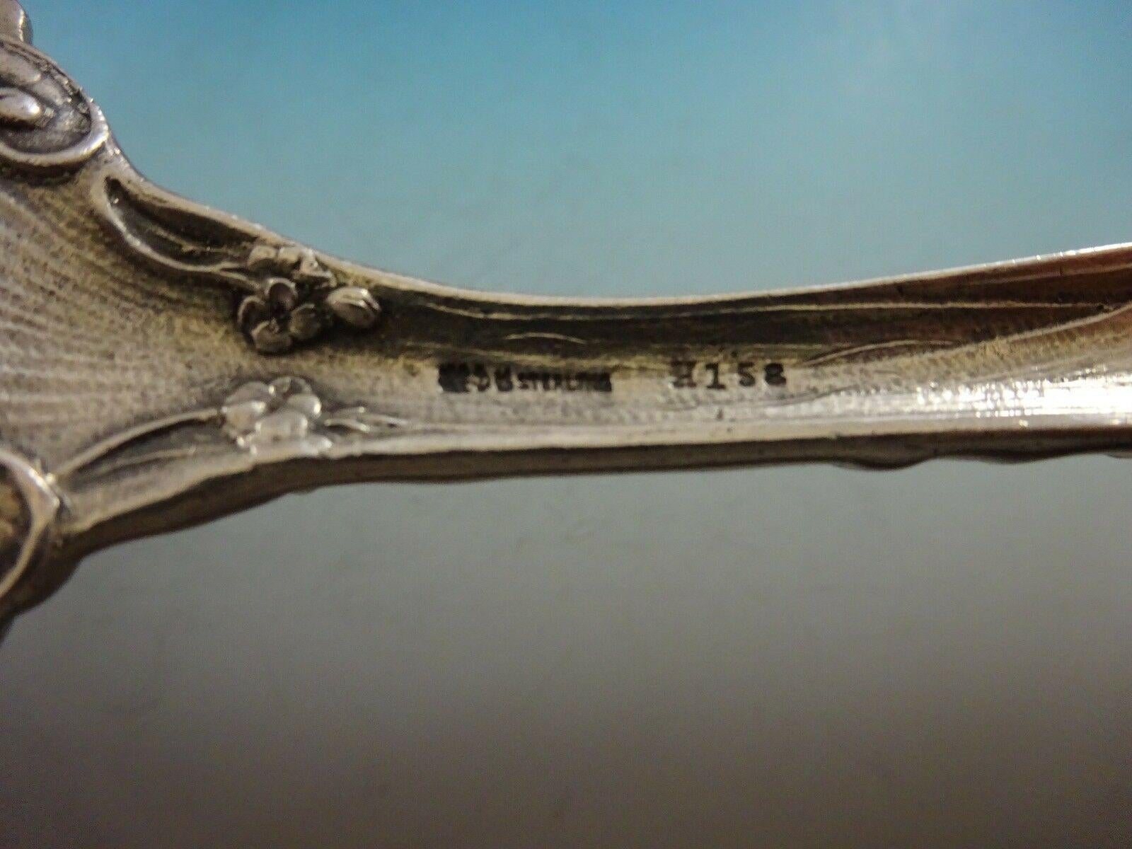 Cuillère à baies en argent sterling moulée à la main:: Art Nouveau à motifs floraux:: H 158 de Gorham 6