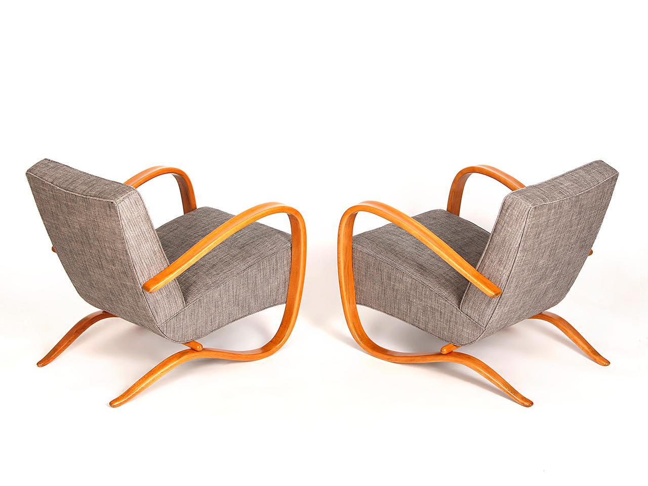 Mid-Century Modern H 269 Streamline Chairs by Jindrich Halabala for UP Zavody, 1930s, Set of Two