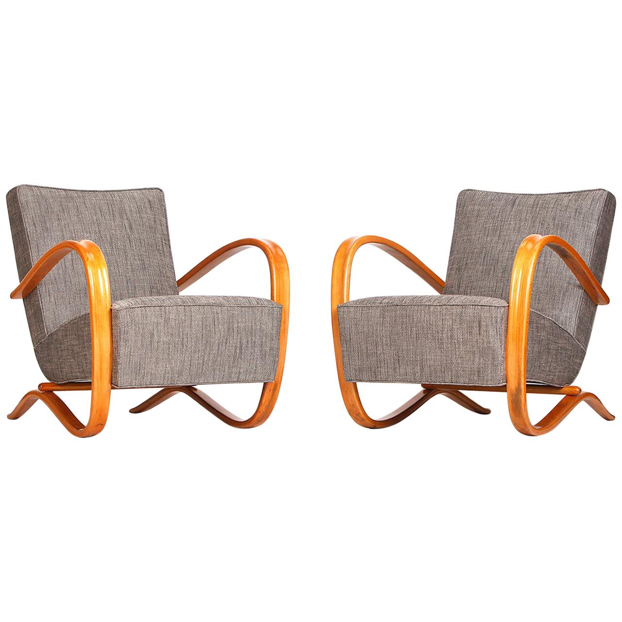 H 269 Streamline Chairs by Jindrich Halabala for UP Zavody, 1930s, Set of Two