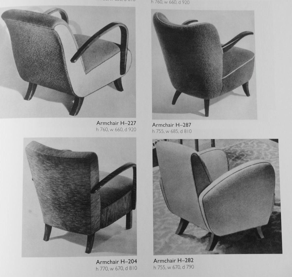 Art Deco Club Chairs / Armchairs H-282  by Jindrich Halabala for UP Závody 1930s 5