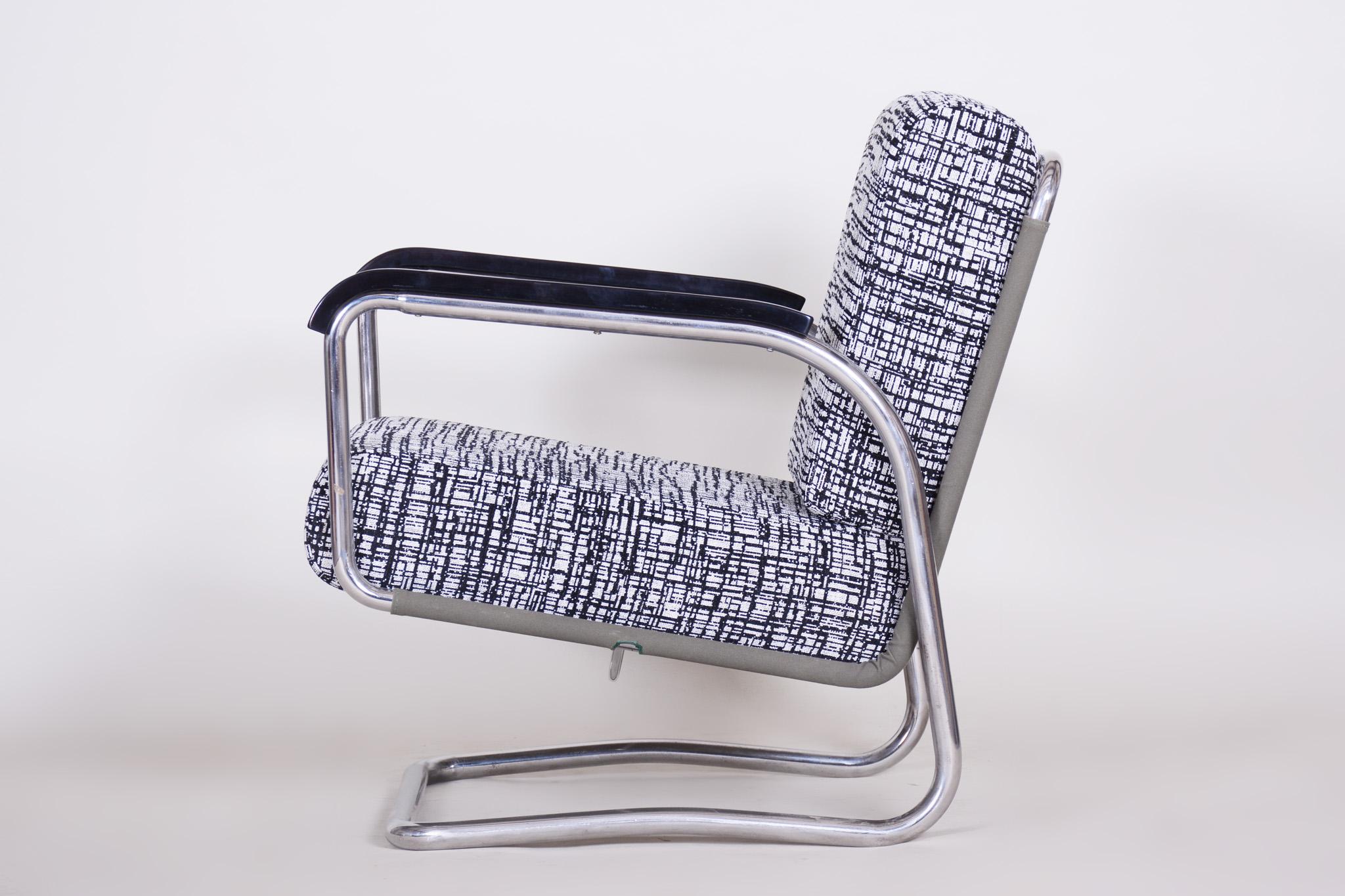 Steel H-91 Armchair from Czechoslovakia by Jindrich Halabala, 1920s, Made by UP Závody