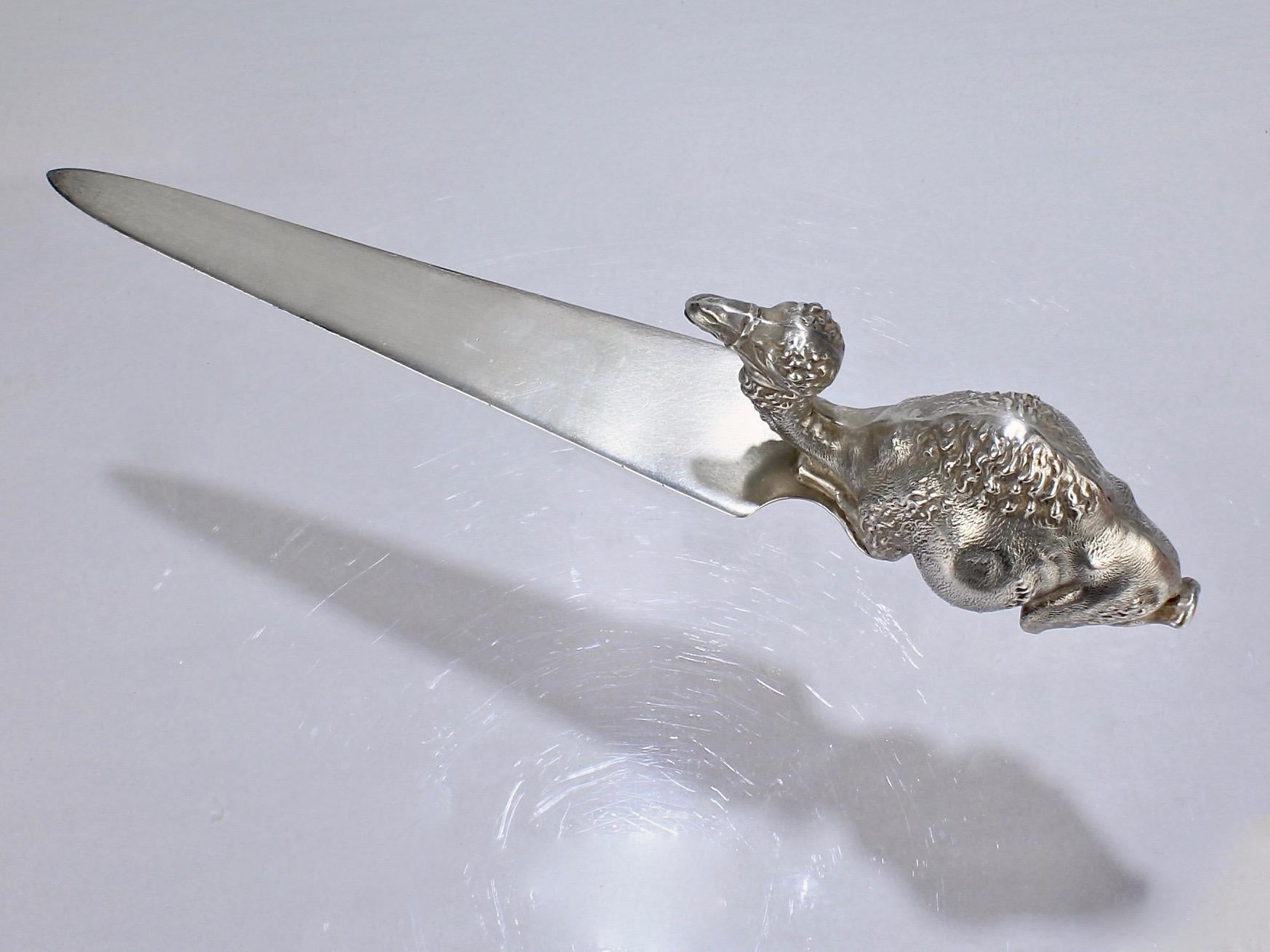 Women's or Men's H A Cary Figural Orientalist One Hump Camel Sterling Silver Letter Opener For Sale