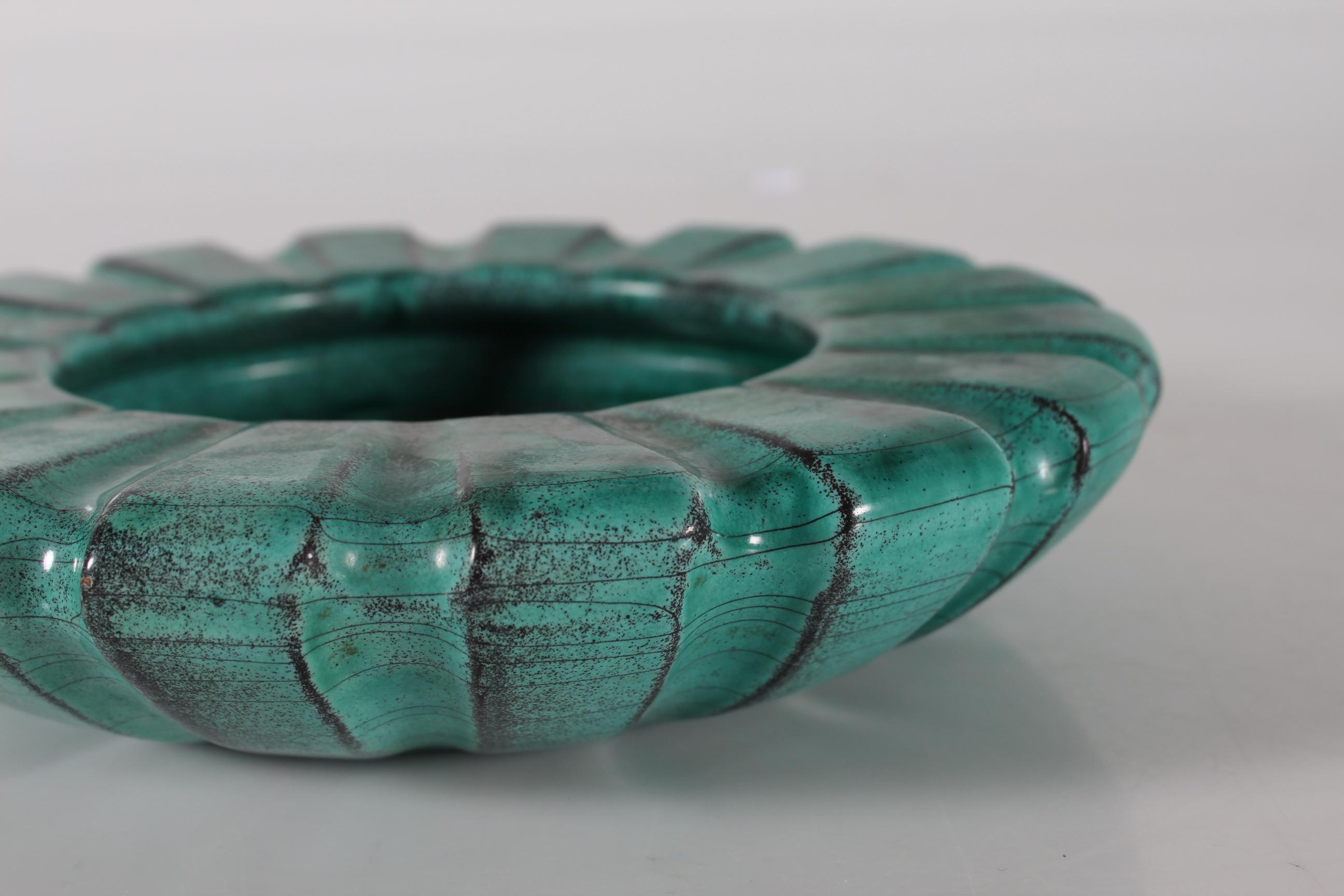 Danish H. A. Kähler Art Deco Ceramic Bowl with Turquoise Glaze Svend Hammershøi, 1930s