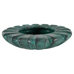 H. A. Kähler Art Deco Ceramic Bowl with Turquoise Glaze Svend Hammershøi, 1930s