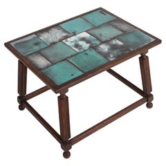 H. A. Kähler Mesa auxiliar Art Decó de roble oscuro con azulejos de Jens Thirslund, años 30