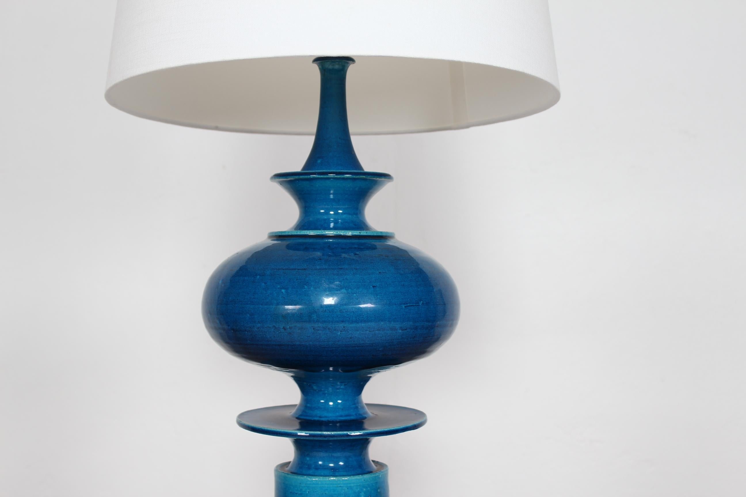 Scandinavian Modern H. A. Kähler Extra L Sculptural Table Lamp by Poul Erik Eliasen Turquoise 1970s For Sale