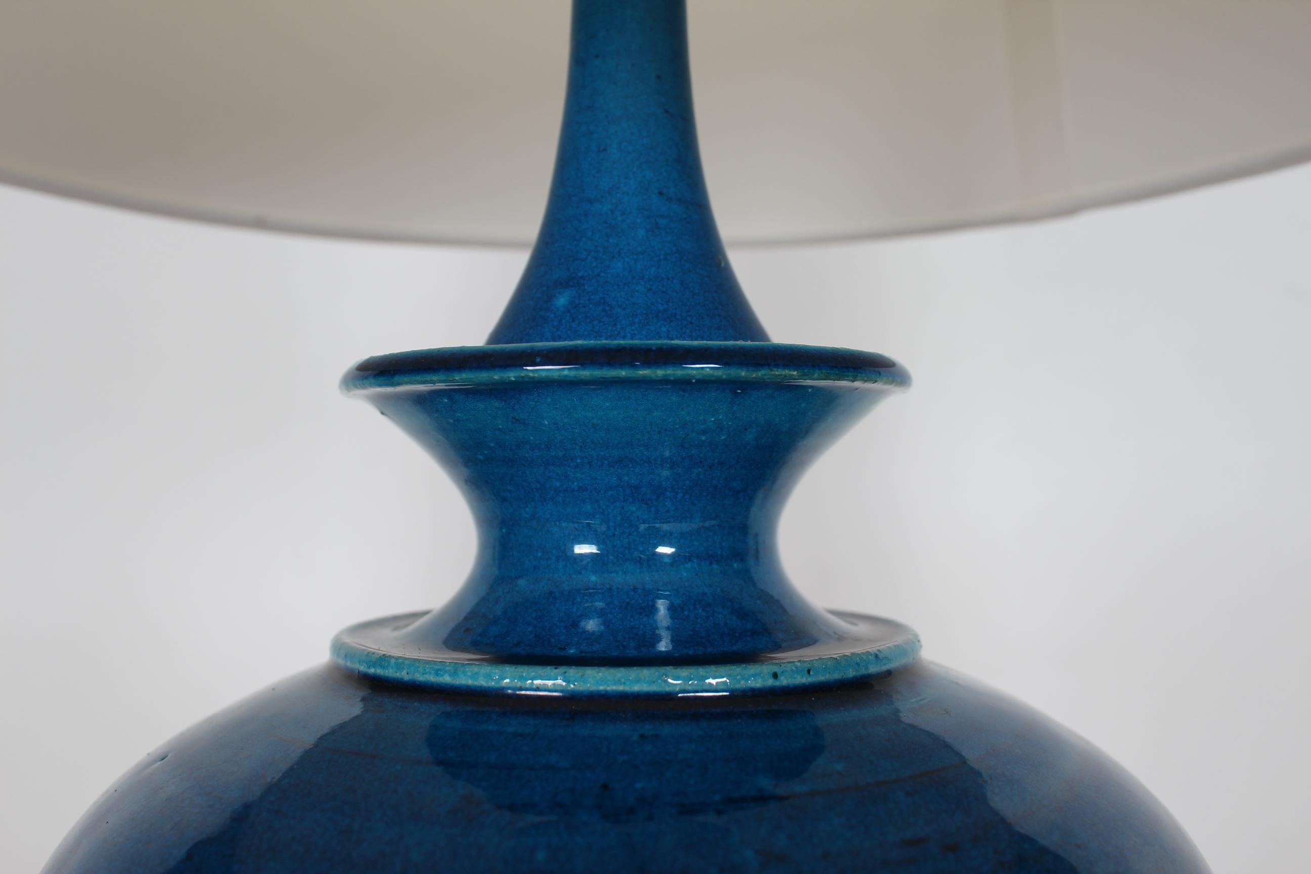 Late 20th Century H. A. Kähler Extra L Sculptural Table Lamp by Poul Erik Eliasen Turquoise 1970s For Sale