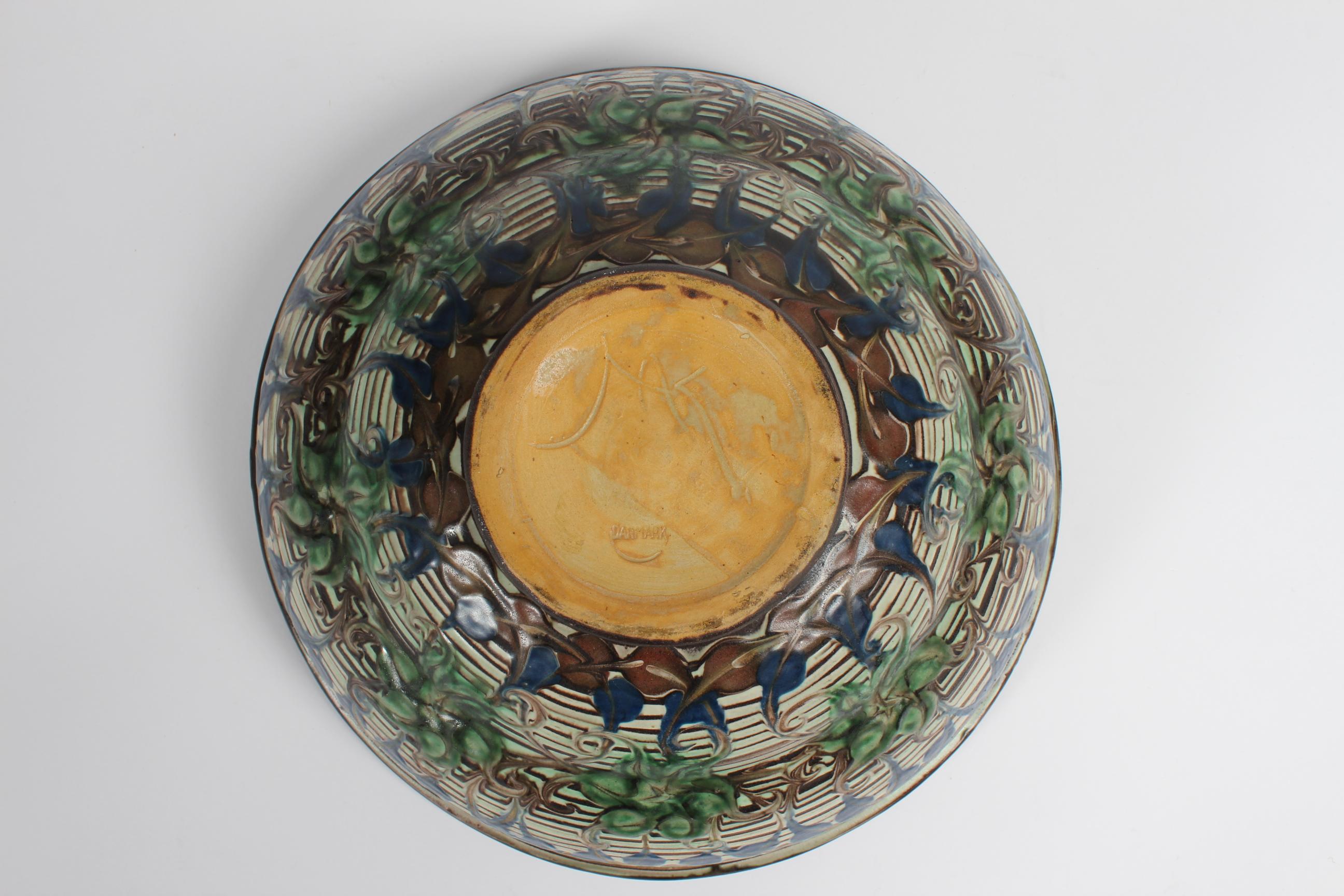 Céramique H. A. Kähler Grand bol avec motif floral par Jens Thirslund Danemark années 1930 en vente
