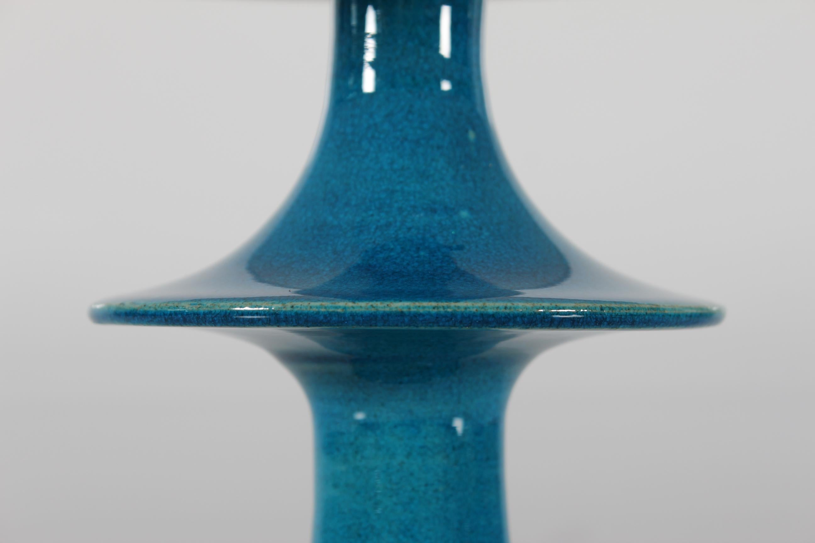 Danish H. A. Kähler Sculptural Table Lamp by Poul Erik Eliasen Turquoise Blue 1970s