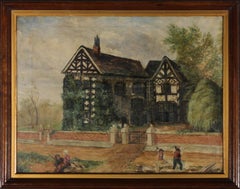H. A. Whittle - Folk Art 1856 Oil, Tudor Manor House