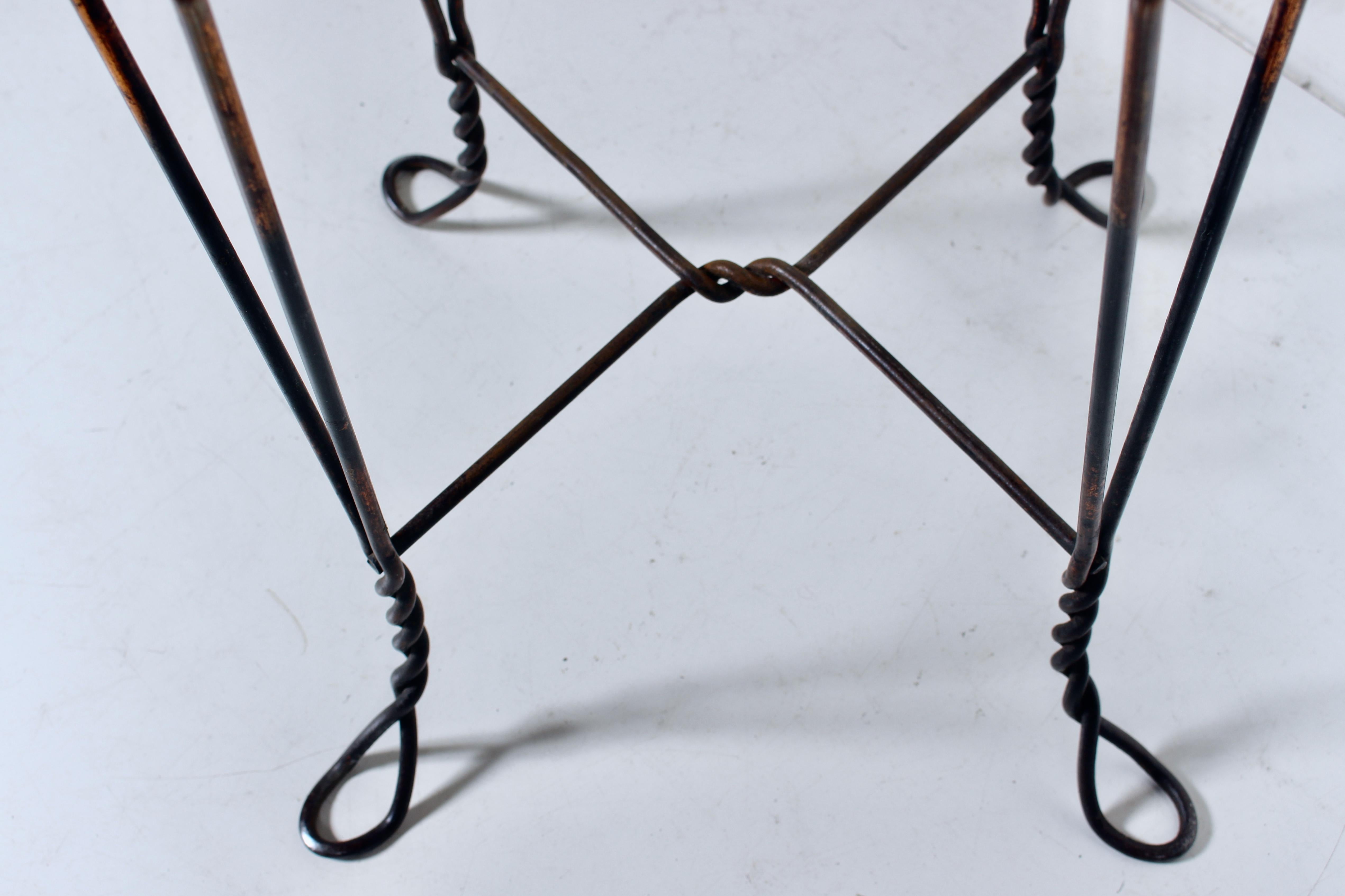 H. Andrews Oak & Twisted Wire Japan Finish Ice Cream Parlor Cafe Table, C. 1900 For Sale 4