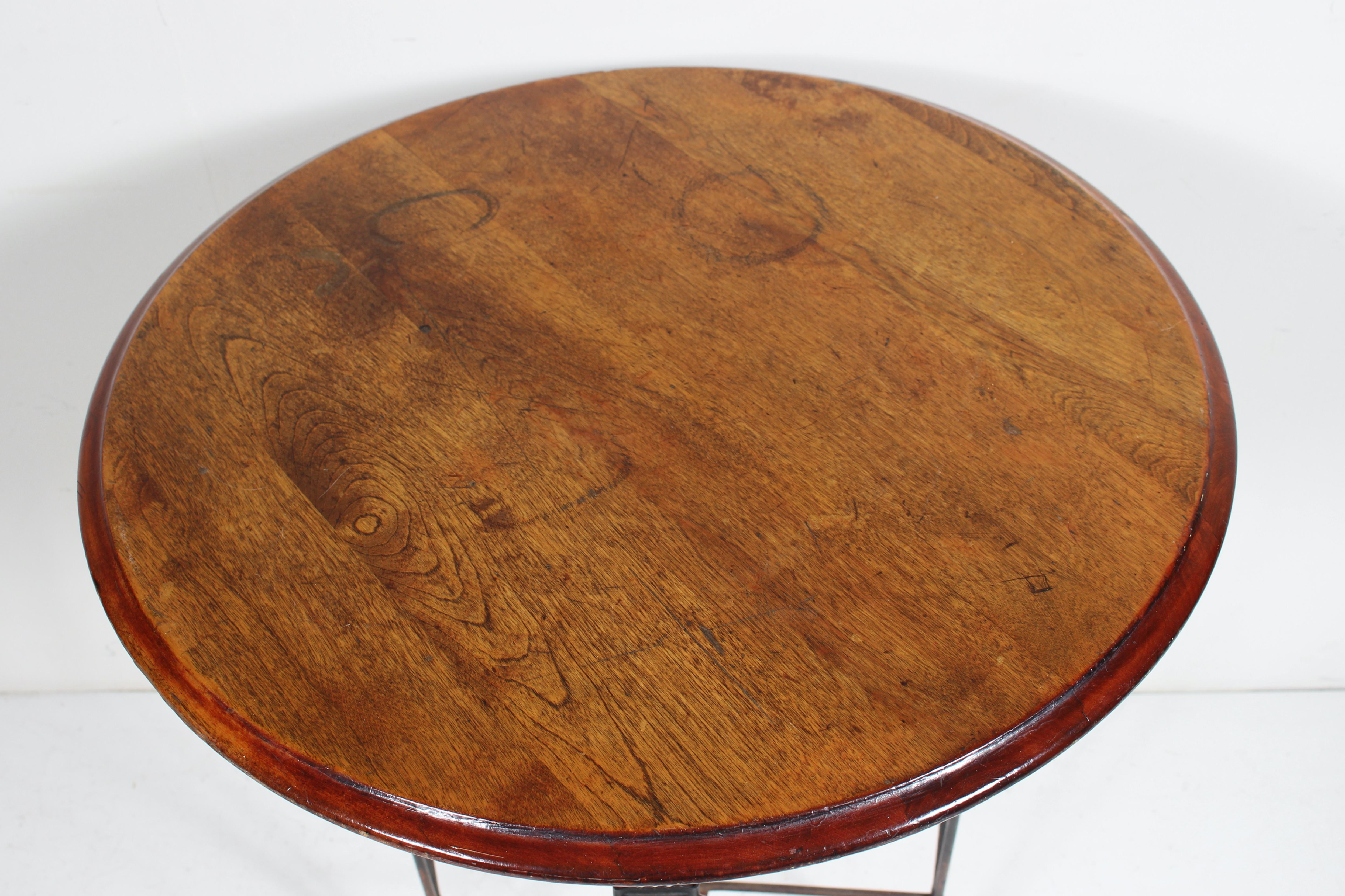 Iron H. Andrews Oak & Twisted Wire Japan Finish Ice Cream Parlor Cafe Table, C. 1900 For Sale