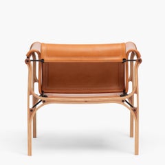H Armchair by Cristian Valdes 1977, laminated wood & leather, Tanned
