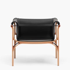 H Armchair by Cristian Valdes 1977, laminated wood & leather, Black