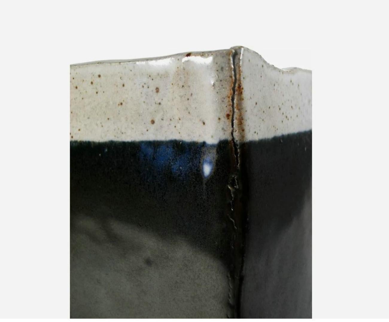 Ceramic H. ASHMILL - Slab Form Studio Pottery Vase - Signed - Canada - Late 20th C. For Sale