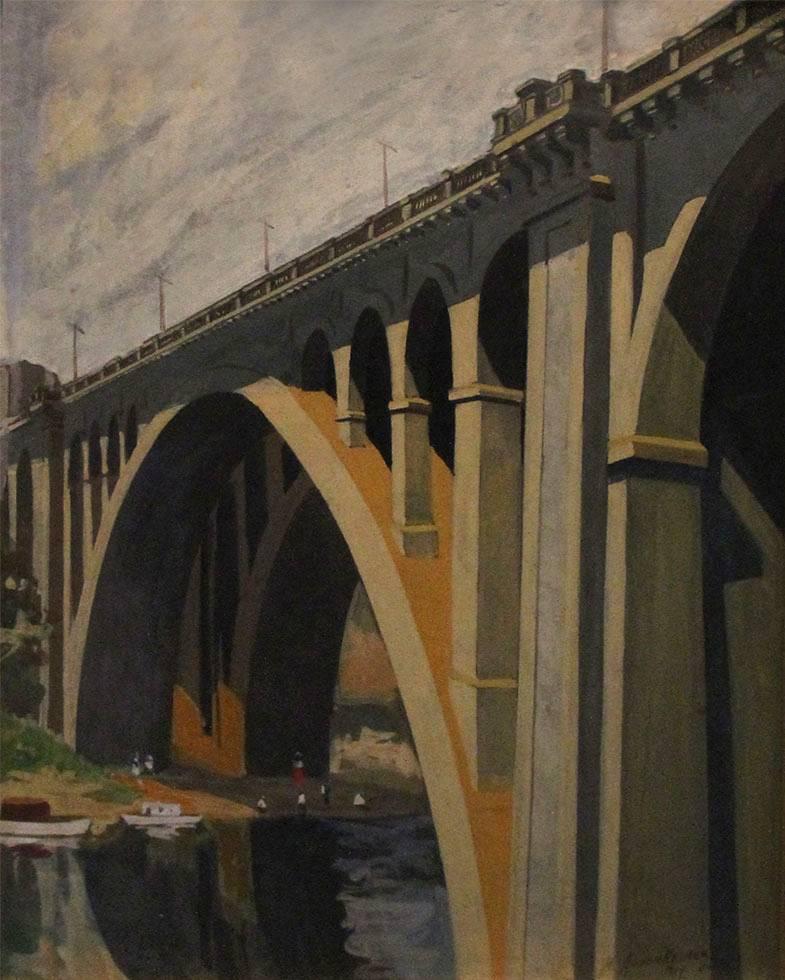 H. Assenheimer Landscape Painting - View of a Bridge