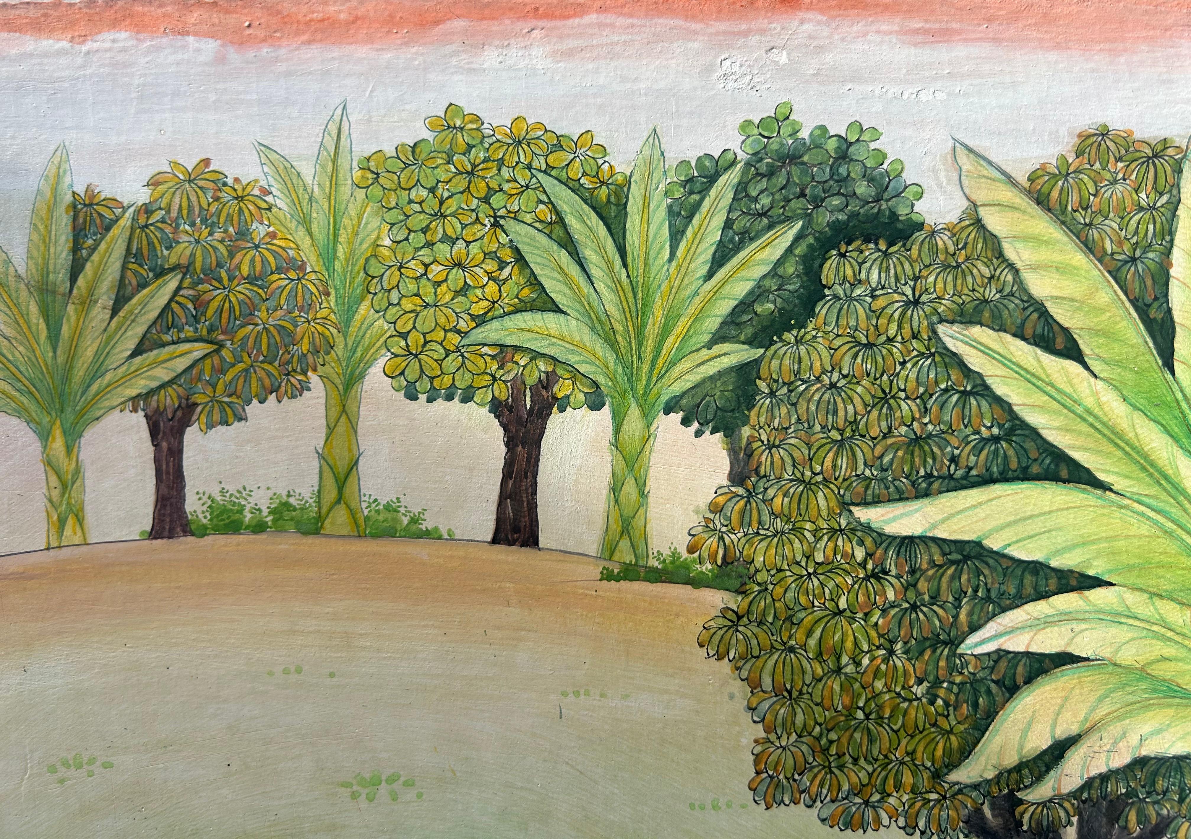 Papierformat: 42,1 x 37,1 cm
H B Bhujel, Ohne Titel - Elefant aus Rajasthan
Natürliche Pigmente auf handgeschöpftem Papier, 
Jaipur, Rajasthan
Ende des 20. Jahrhunderts

Dies ist eine  fabelhafte Miniaturmalerei von einem der Meistermaler