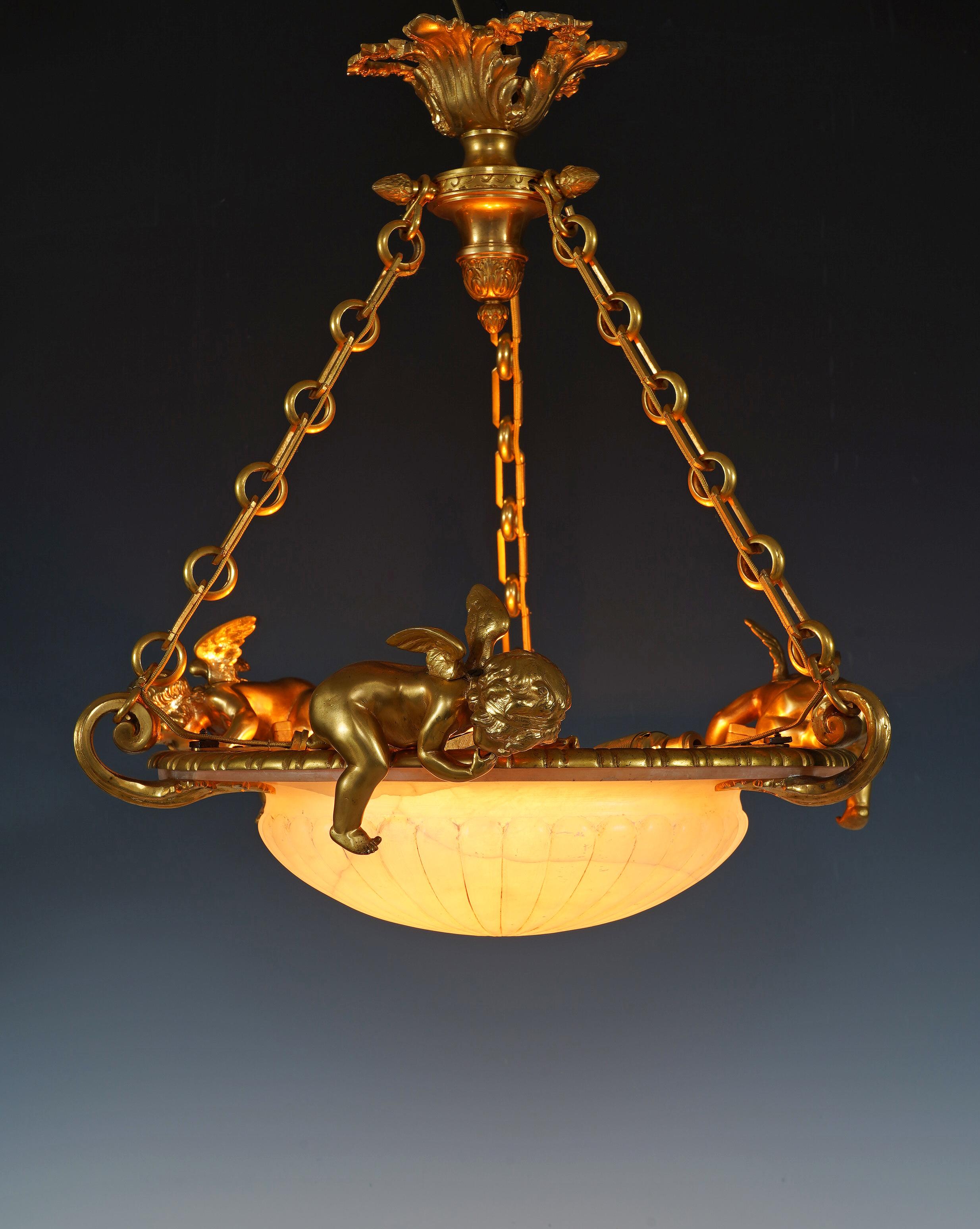 Luigi XVI H. Beau, Lampadario Cupids, Francia, circa 1890 in vendita