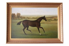 Horse oil painting horse portrait in landscape chestnut horse