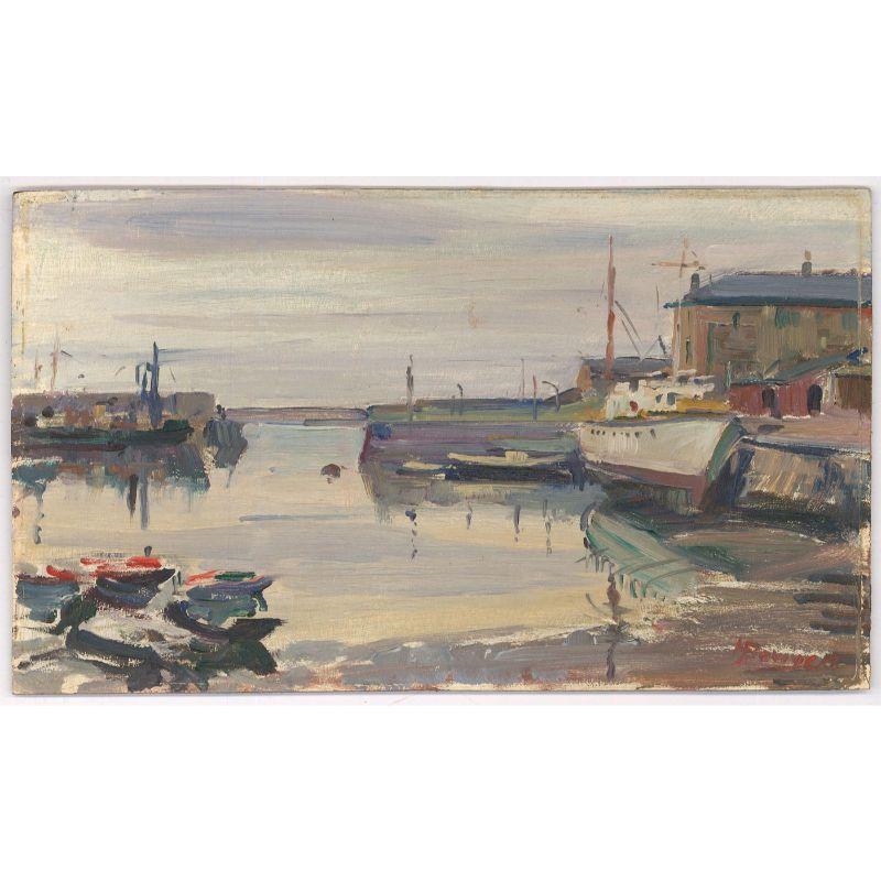 H. Bowyer - Olio del XX secolo, Calma nel porto in vendita 1