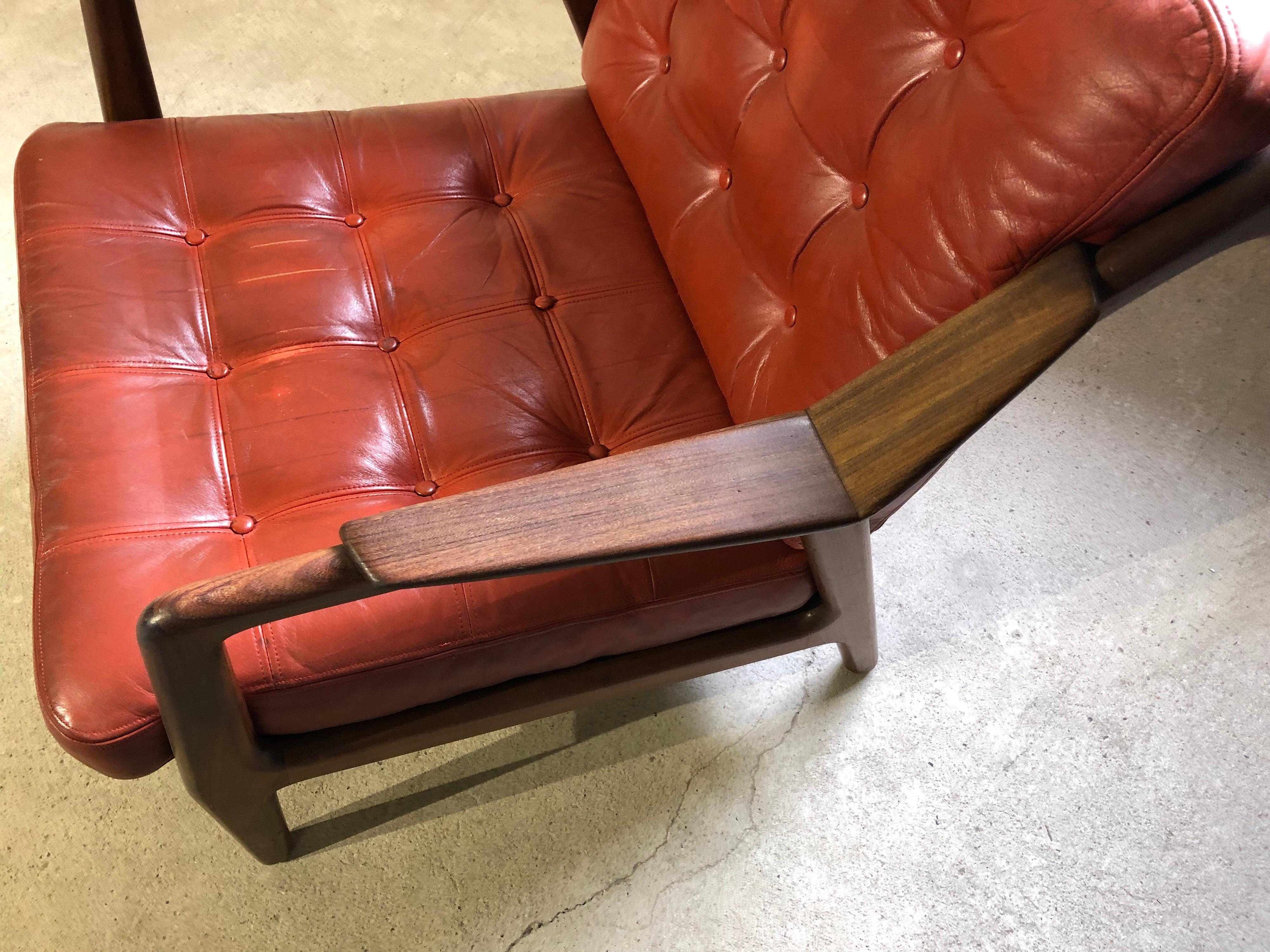 H. Brockmann Petersen Loungechair, Red Leather Mid-Century Modern For Sale 1