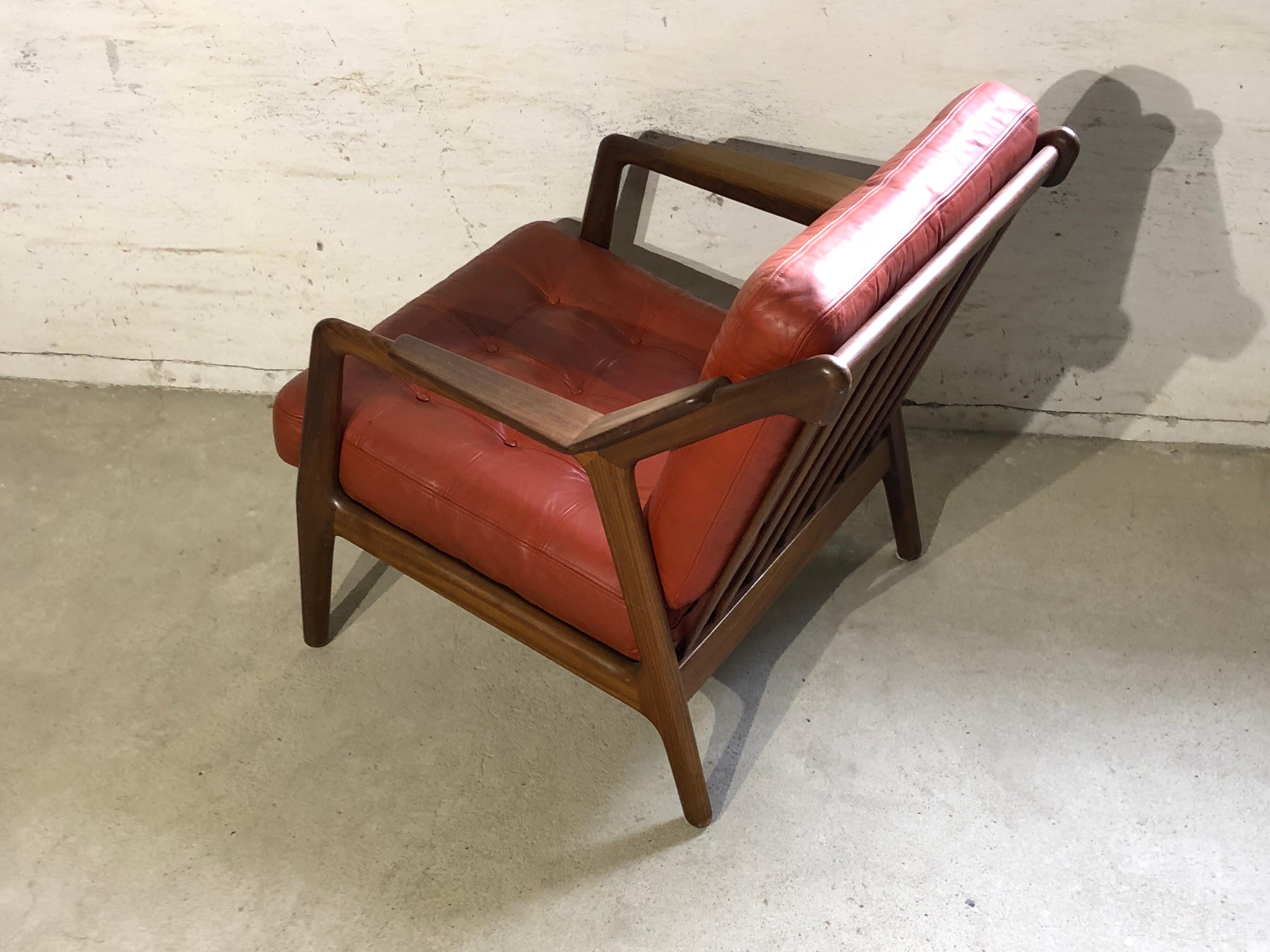H. Brockmann Petersen Loungechair, Red Leather Mid-Century Modern For Sale 2