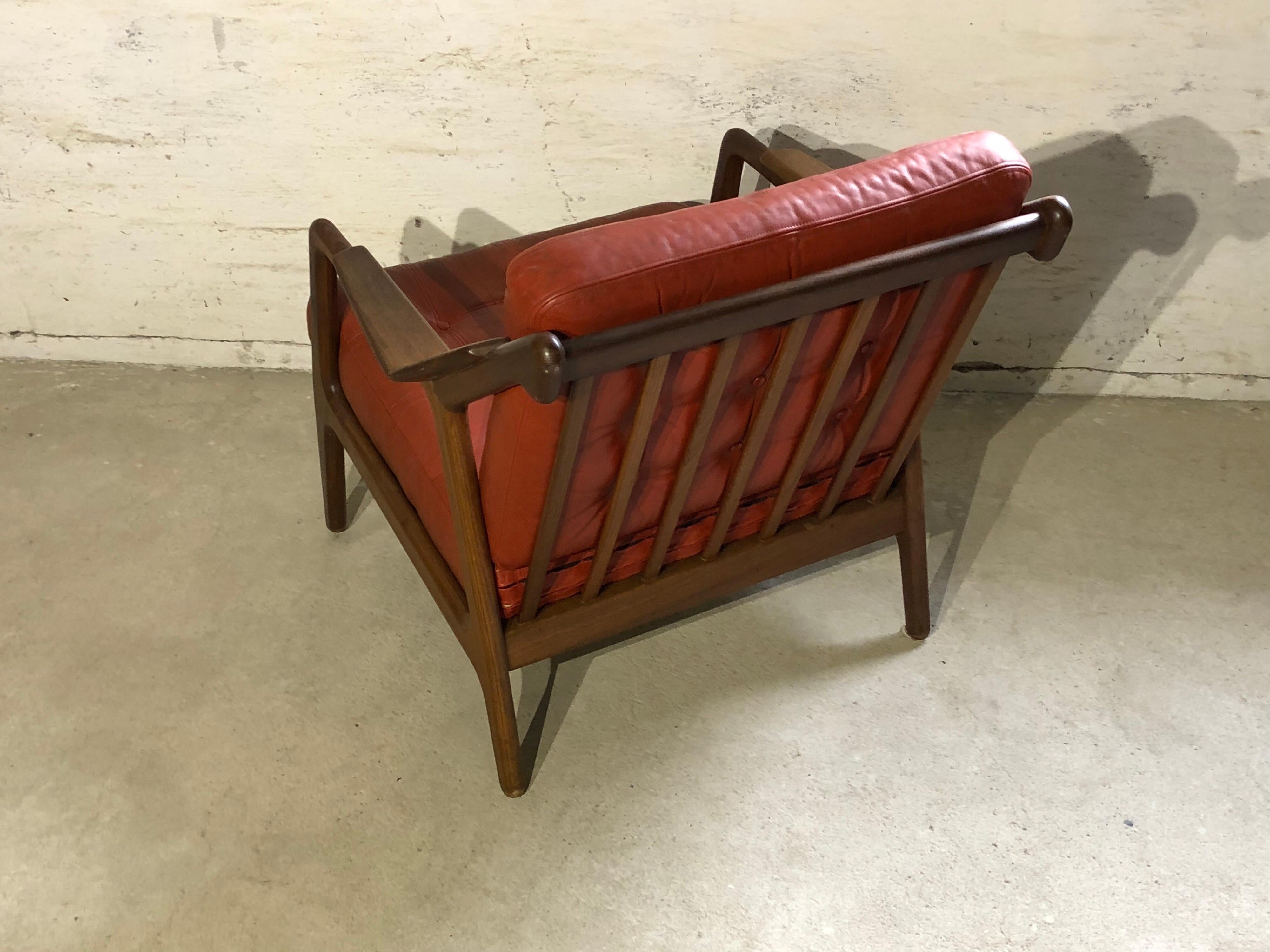 H. Brockmann Petersen Loungechair, Red Leather Mid-Century Modern For Sale 3
