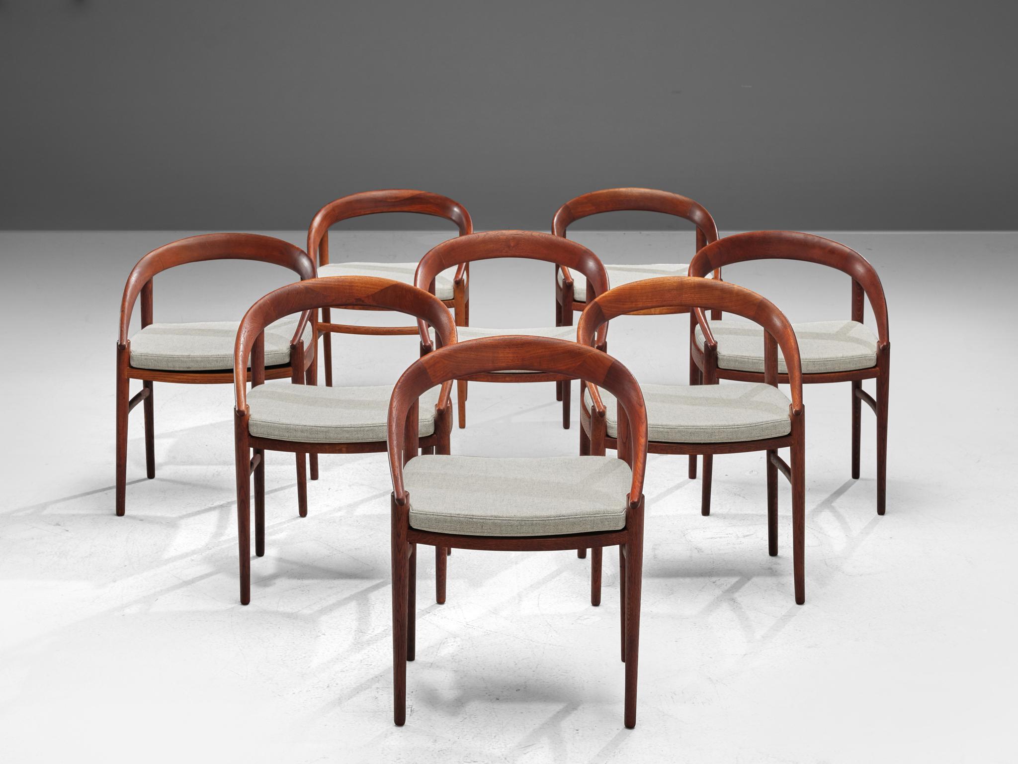 Scandinavian Modern H. Brockmann Petersen Set of Eight '123' Dining Chairs
