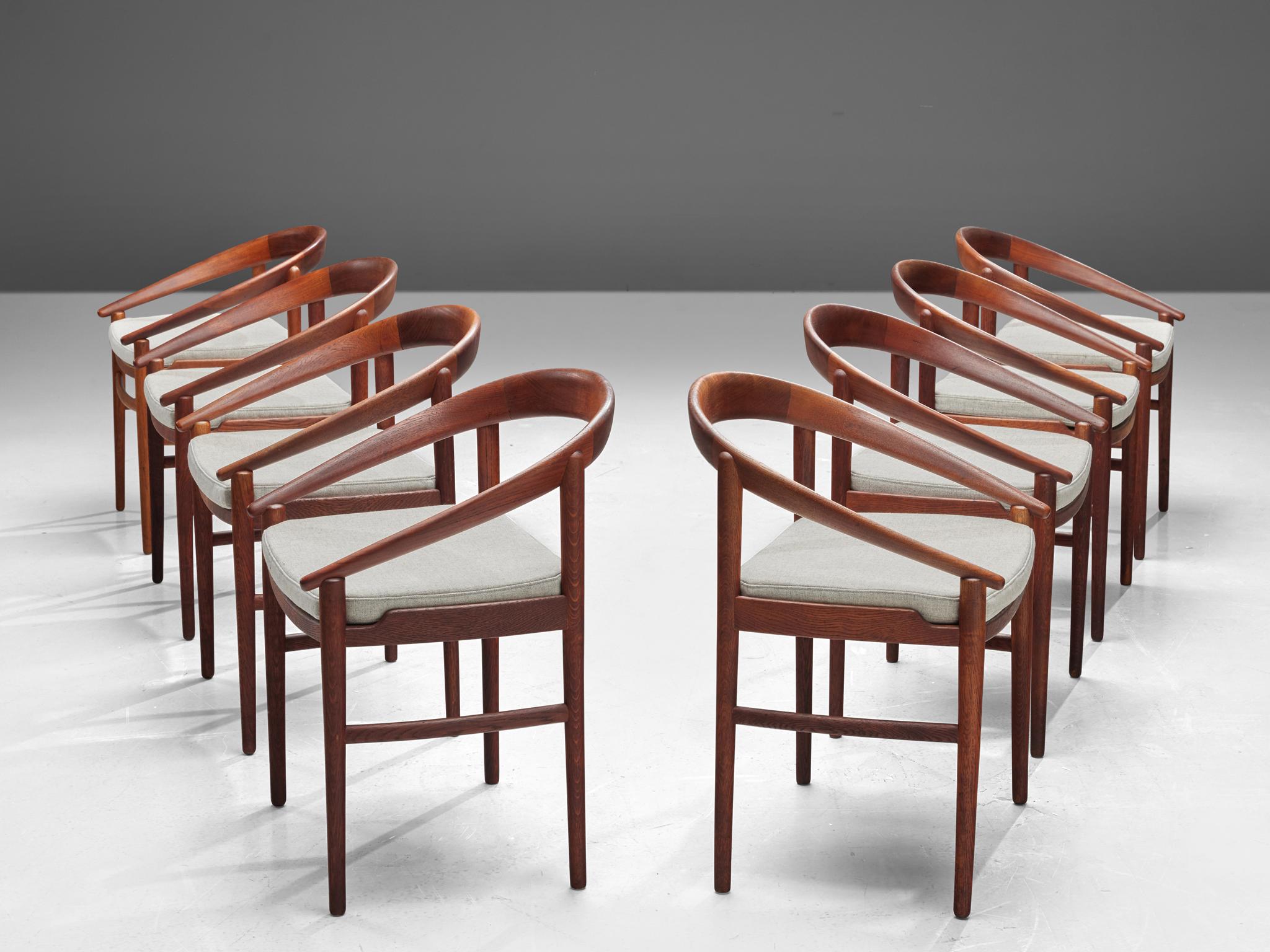 Scandinavian Modern H. Brockmann Petersen Set of Eight '123' Dining Chairs