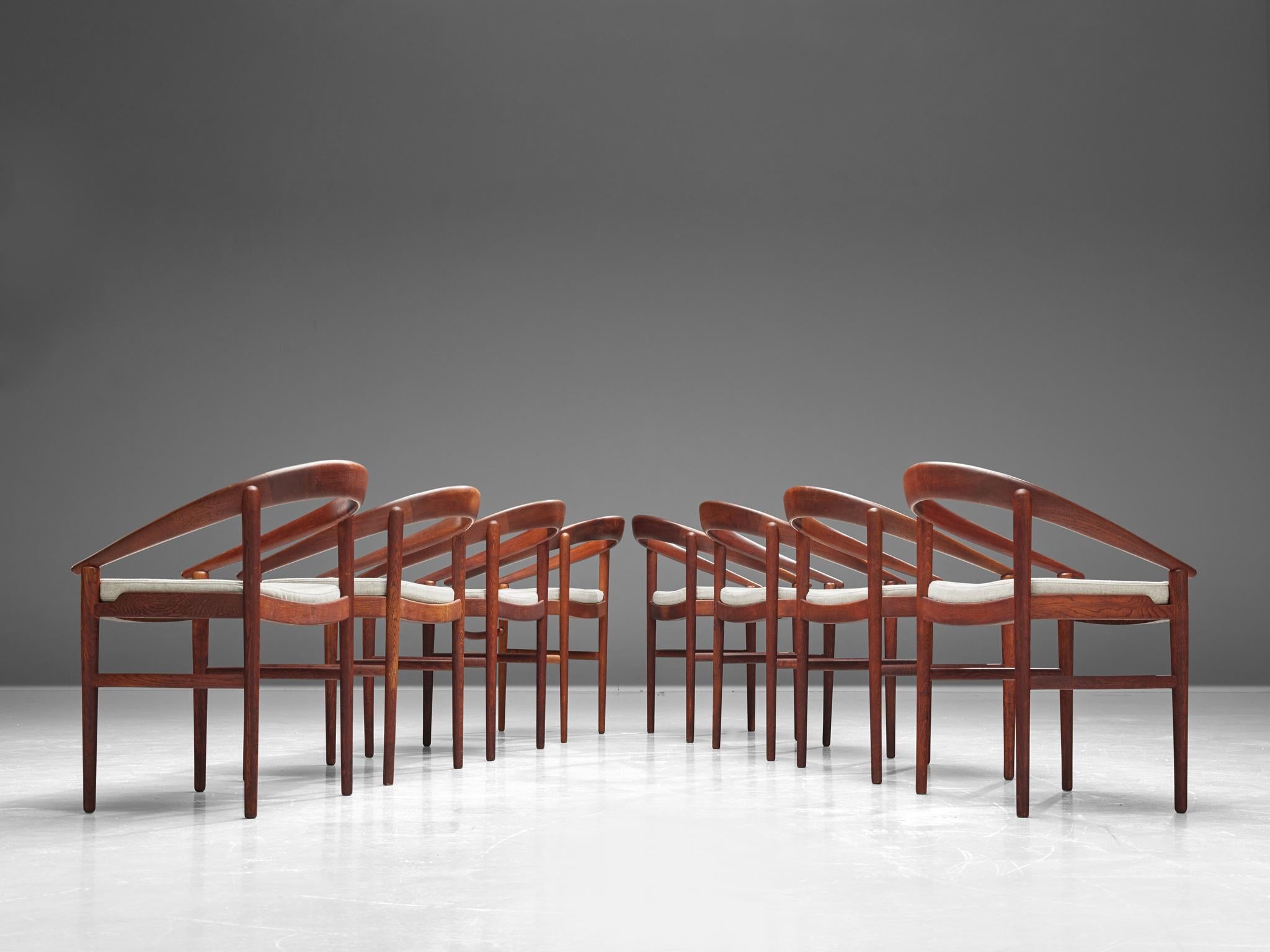 H. Brockmann Petersen Set of Eight '123' Dining Chairs In Good Condition In Waalwijk, NL