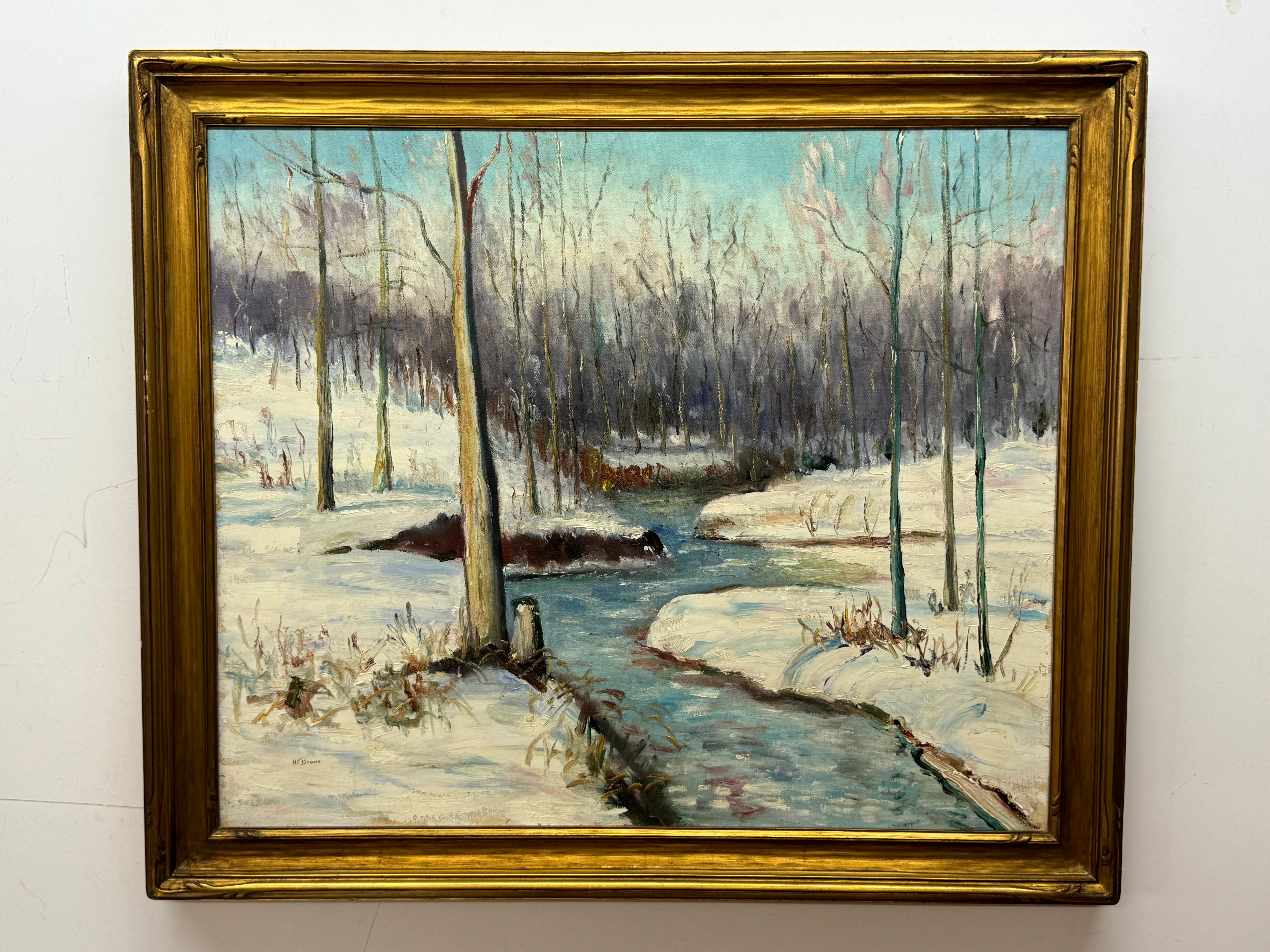 H. Brown River Scene Winter Landscape Painting 

Oil on canvas

25 x 30 unframed, 29.75 x 34.5 framed


