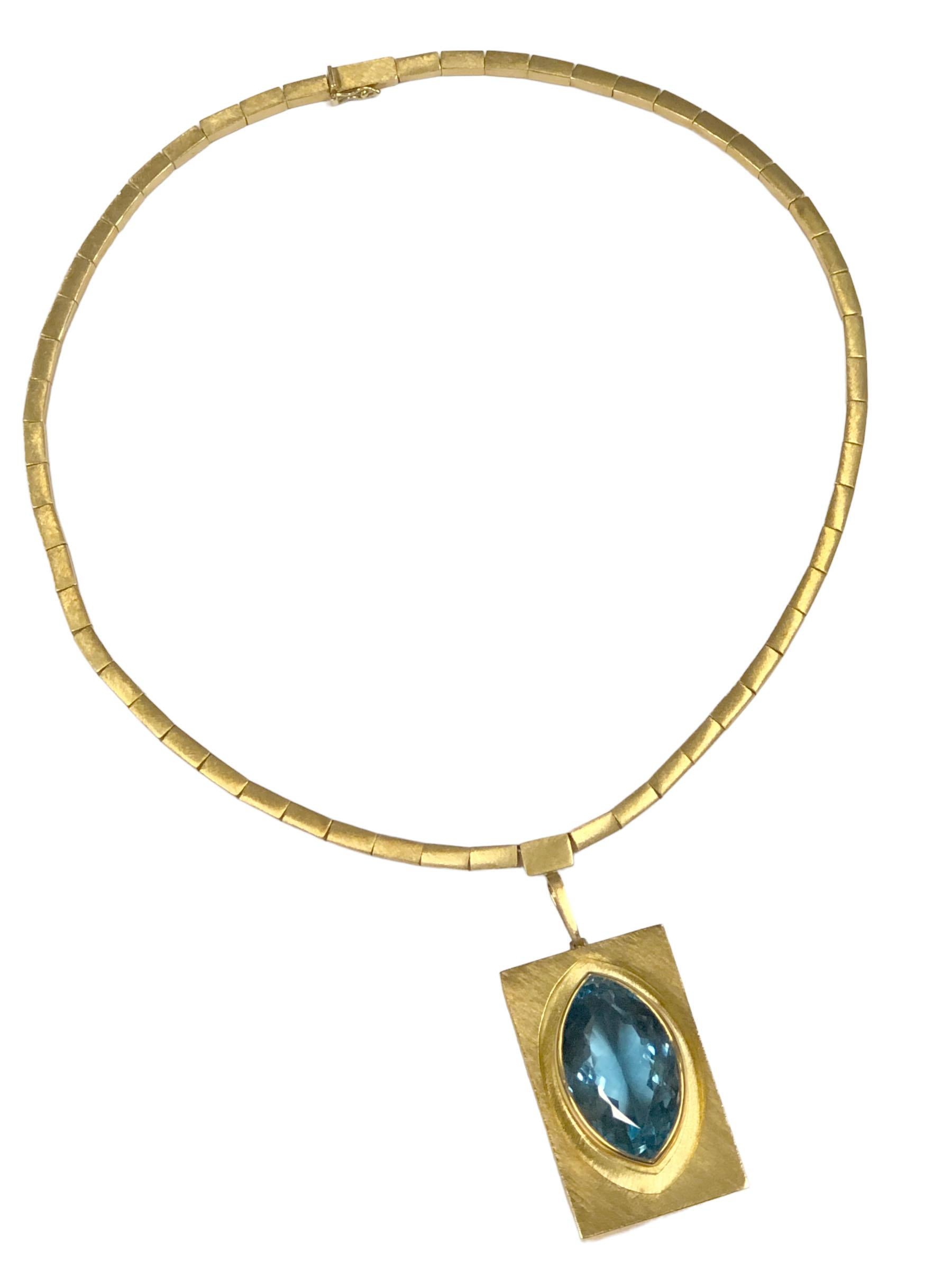 H. Burle Marx Large Mid Century Gold and Topaz Necklace Original Receipts For Sale 1