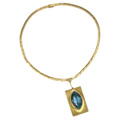 H. Burle Marx Große Halskette aus Gold und Topas mit Originalverpackungen aus der Mitte des Jahrhunderts