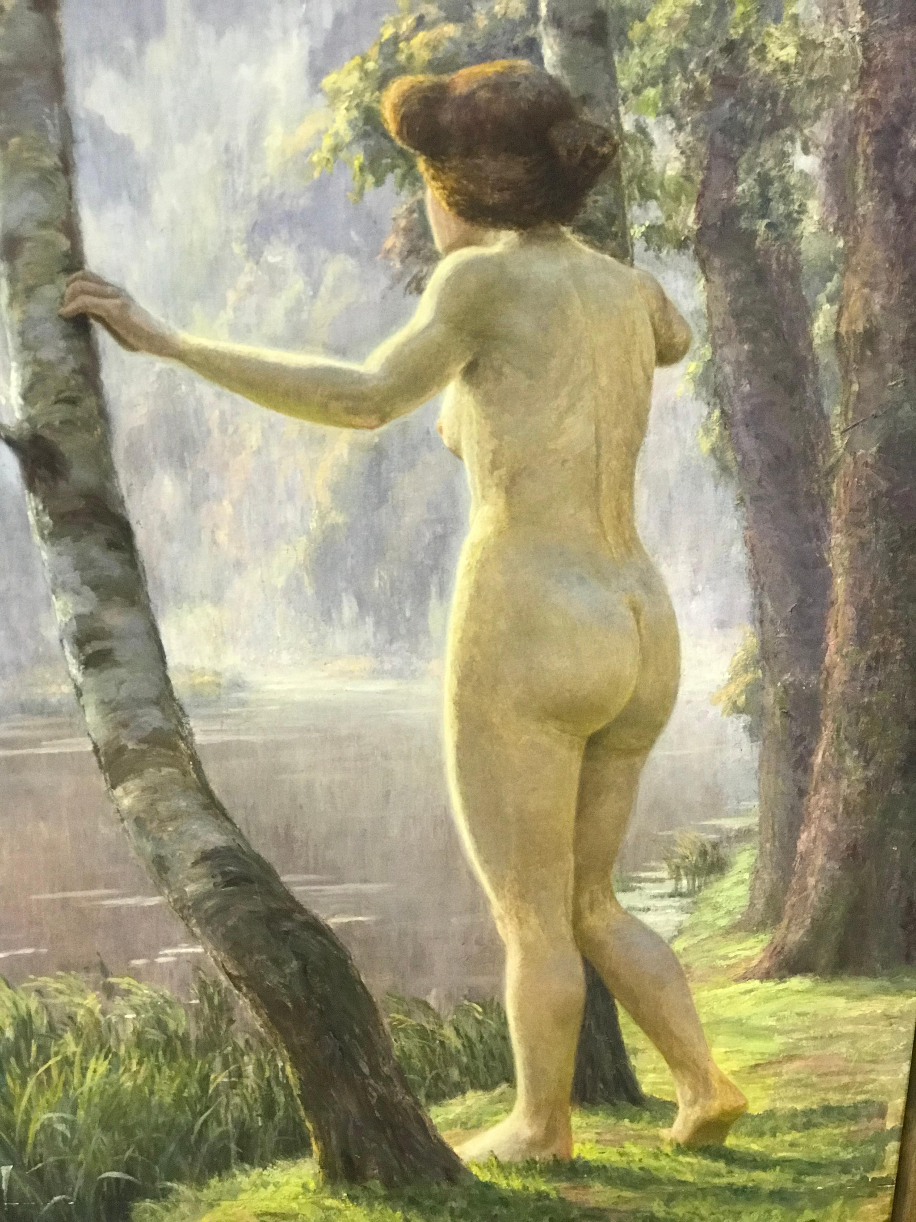French H. Charry, “By The Lake”, 1930 Painting For Sale