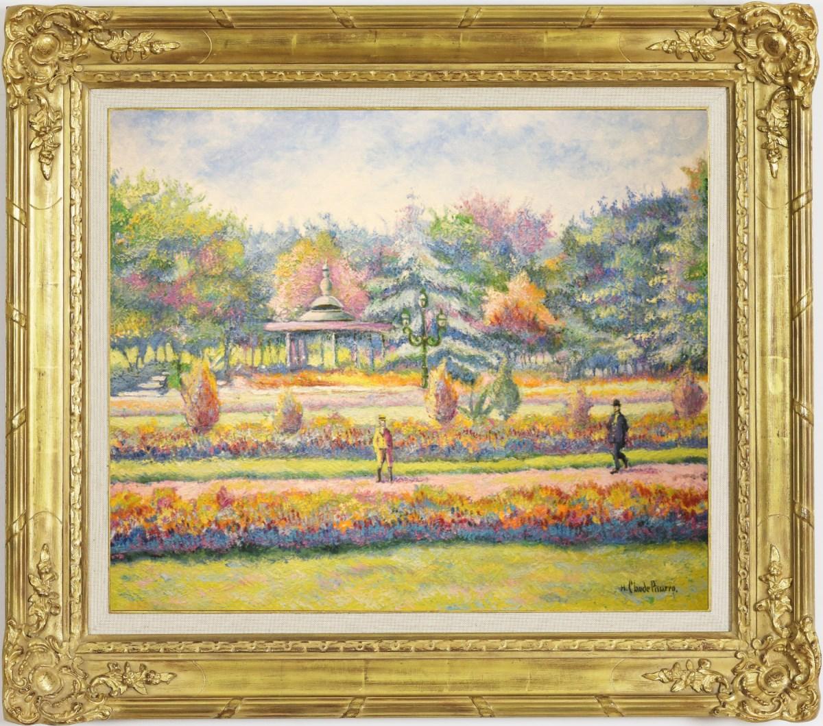 Belle saison au jardin Joudon, huile sur toile de H. Claude Pissarro en vente 1