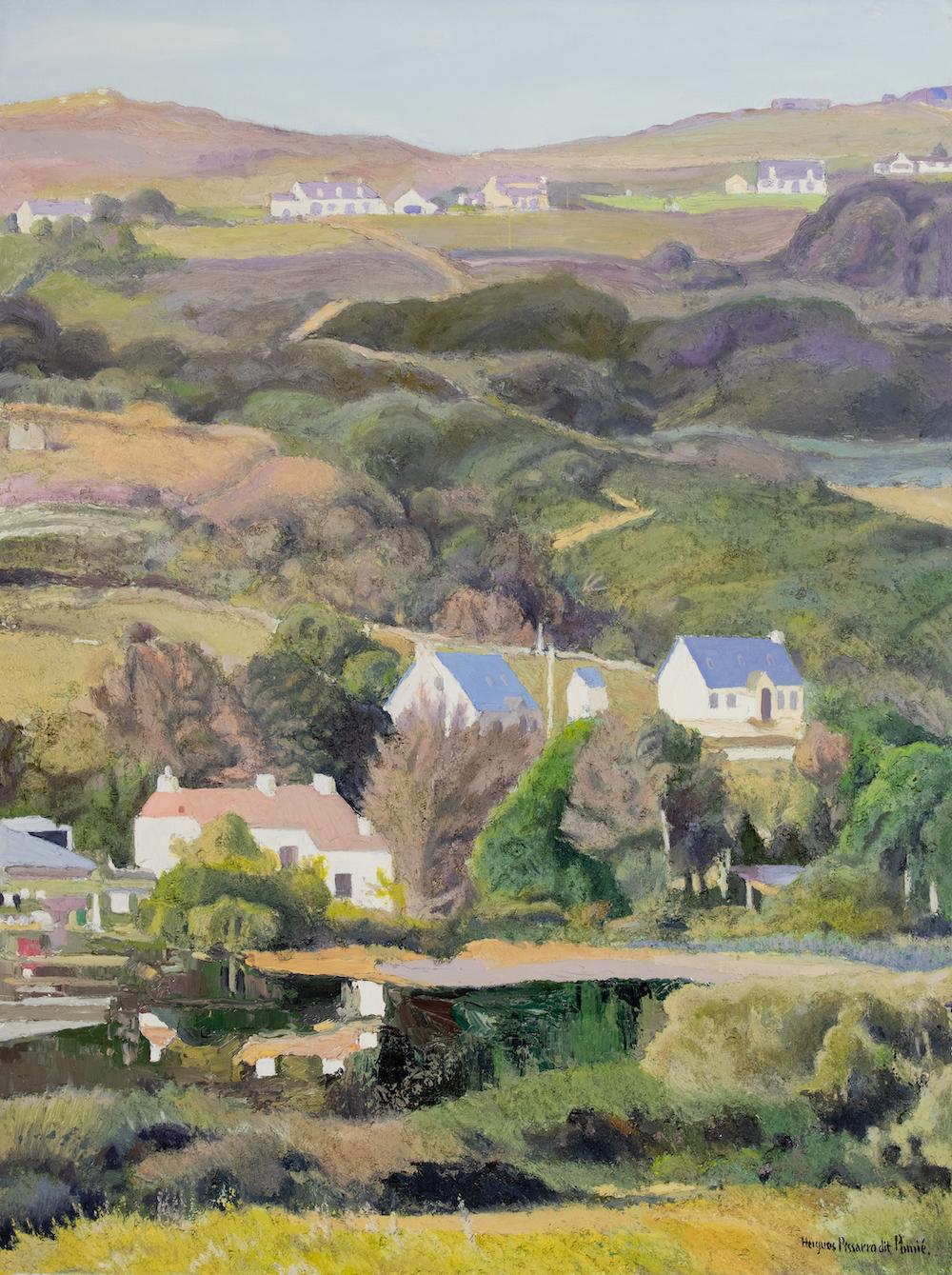 Jo & Jimmy Gallaher Farm and Upper Clendra by Hugues Claude Pissarro (b. 1935)
Oil on canvas
130 x 97cm (51 ¹/₈ x 38 ¹/₄ x inches)
Signed lower right, Hugues Pissarro dit Pomié
Executed in 2019

This work is accompanied by a certificate of
