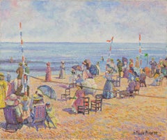 La Plage d'Houlgate en Auge (Normandie) by H. Claude Pissarro - Oil painting