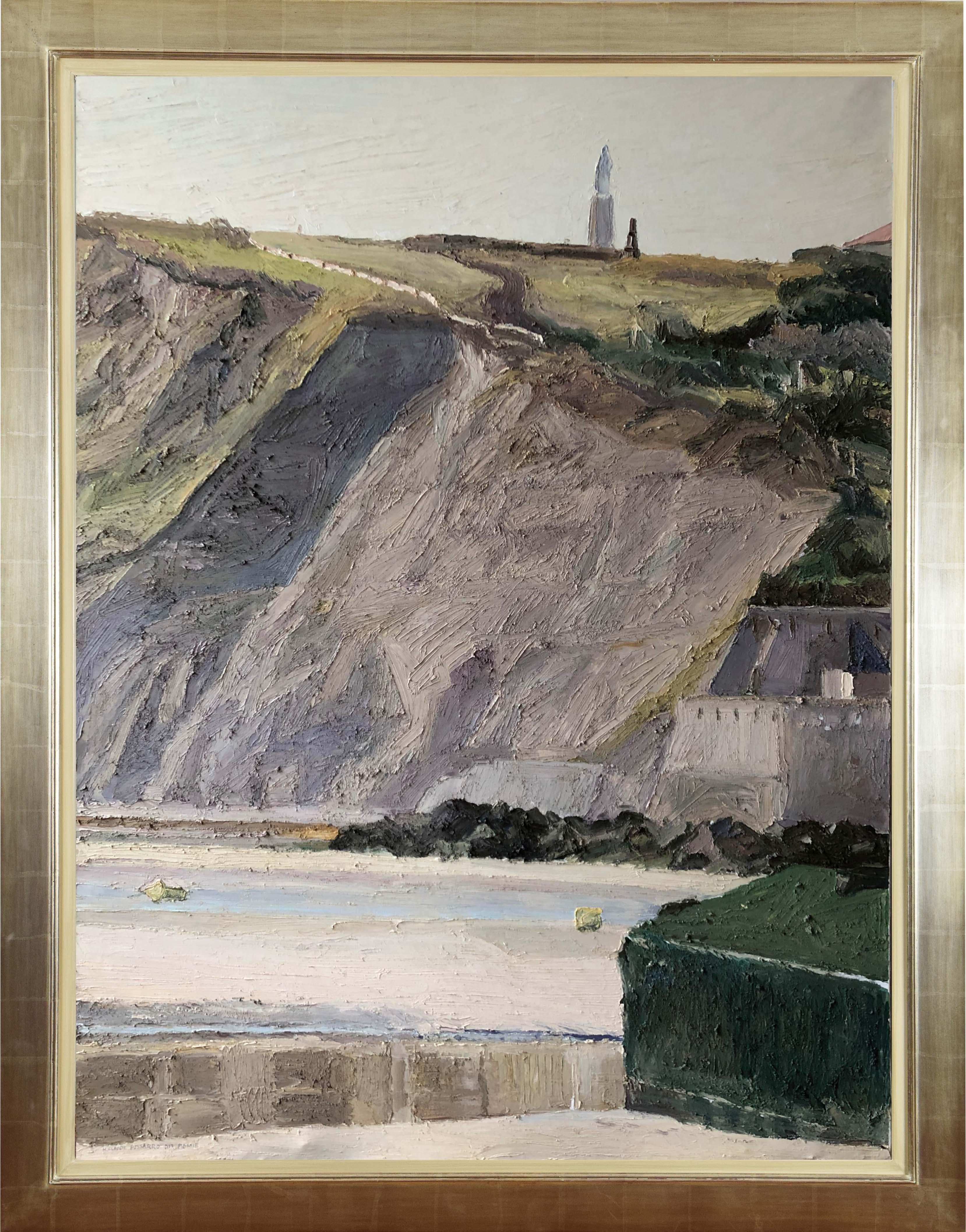Le Vierge et Monument, Arromanches, Olio su tela di Hugue Pissarro dit Pomié - Painting Contemporaneo di H. Claude Pissarro