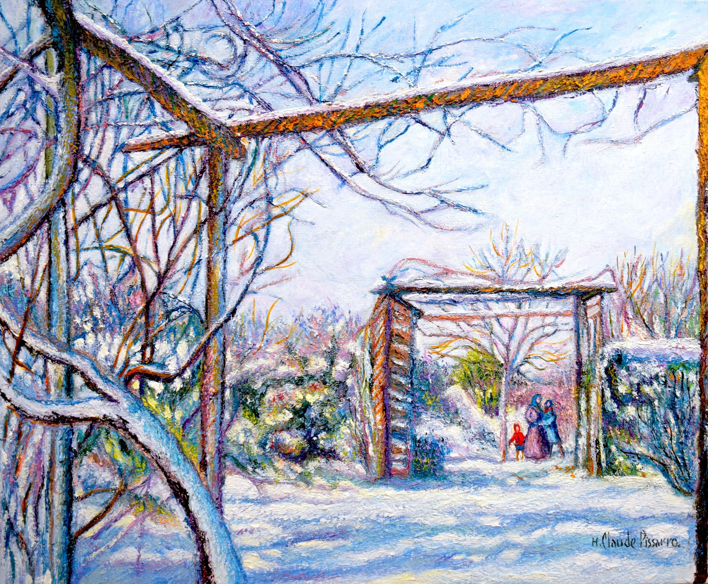 Neige à Grandcamp, oil on canvas by H. Claude Pissarro - Snow scene