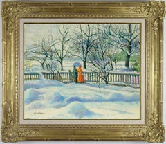 Neige au Manoir de Miettes (Le Parapluie Bleu), Oil on Canvas, 2019